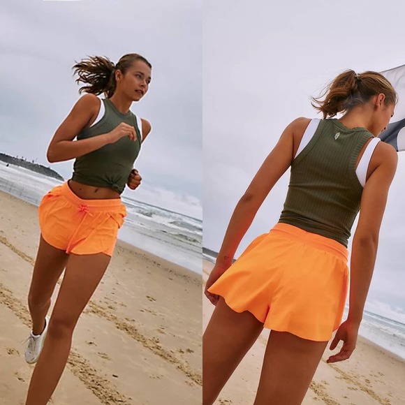 Free People Pants - Free People Movement Orange Neon 2 in 1 Shorts Womens Size S